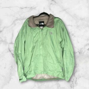 North Face Jacket Womens XL Light  Green HyVent Rain Coat Hood Full Zip Up
